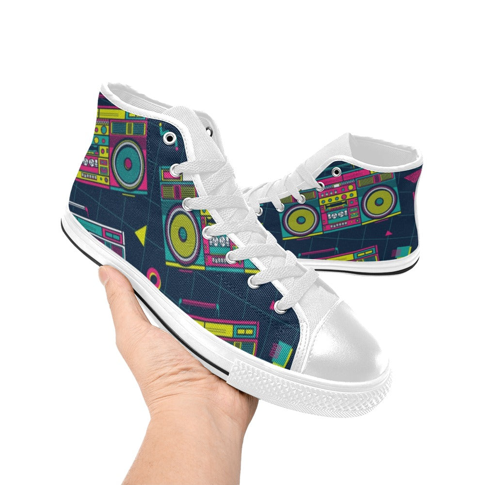 Boombox - Women's High Top Canvas Shoes