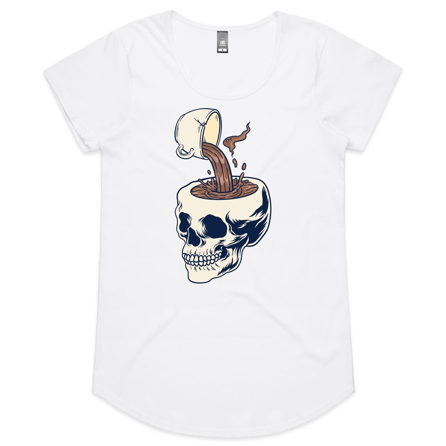 Coffee Skull - Womens Scoop Neck T-Shirt White Womens Scoop Neck T-shirt Coffee