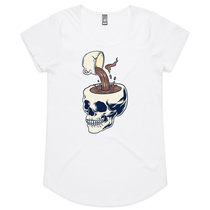 Coffee Skull - Womens Scoop Neck T-Shirt White Womens Scoop Neck T-shirt Coffee
