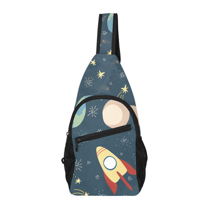 Rocket and Planets In Space - Chest Bag With Full Print