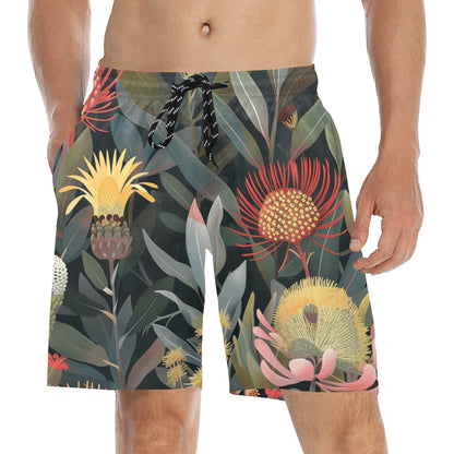 Australian Native Flowers - Men's Mid-Length Beach Shorts