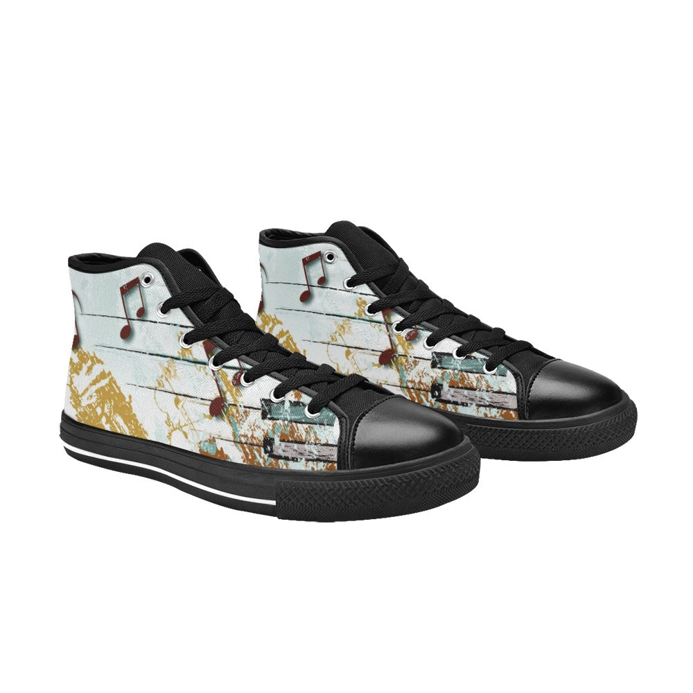 Music Graffiti - Women's High Top Canvas Shoes