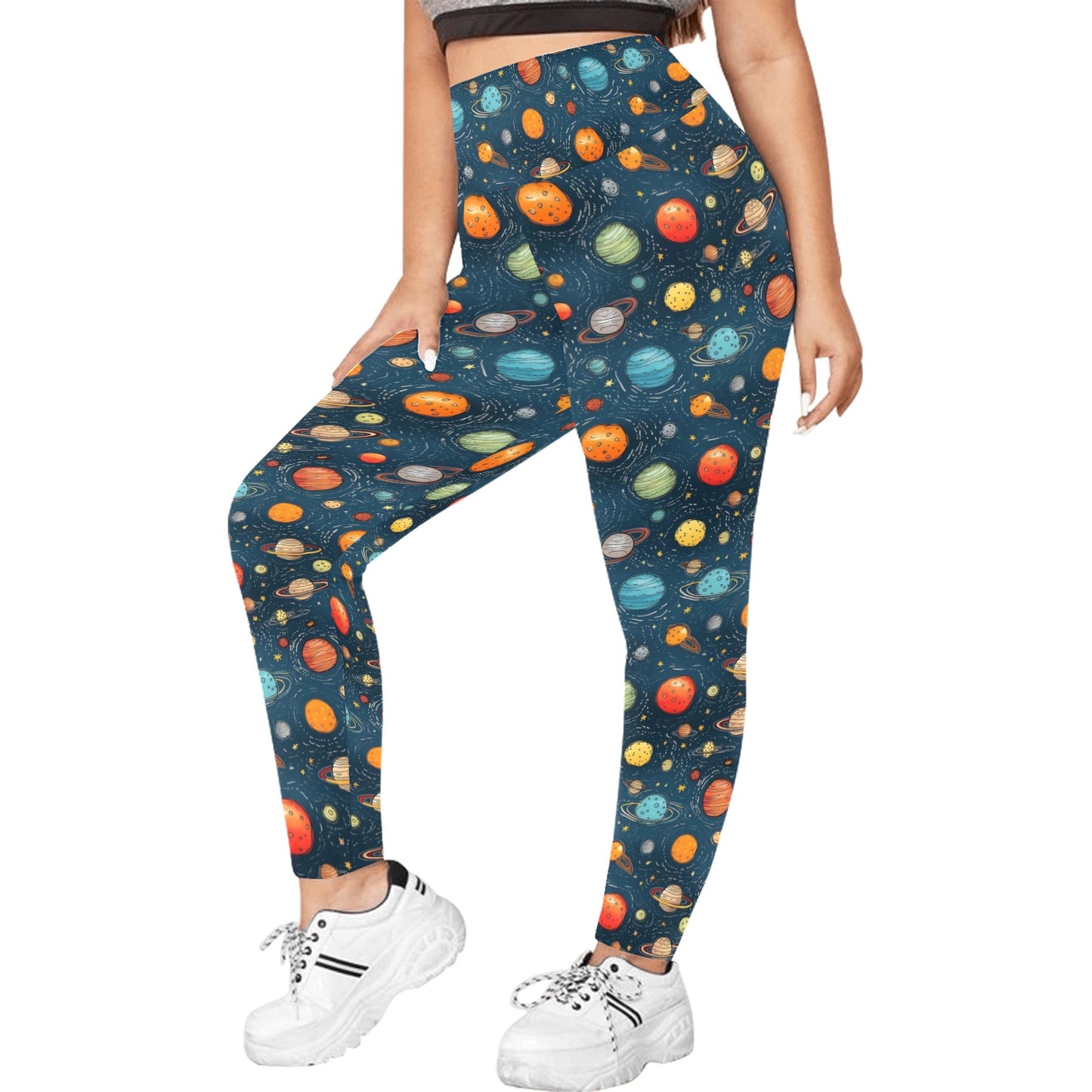 Galaxy - Womens High Waist Leggings (Sizes 16-22)