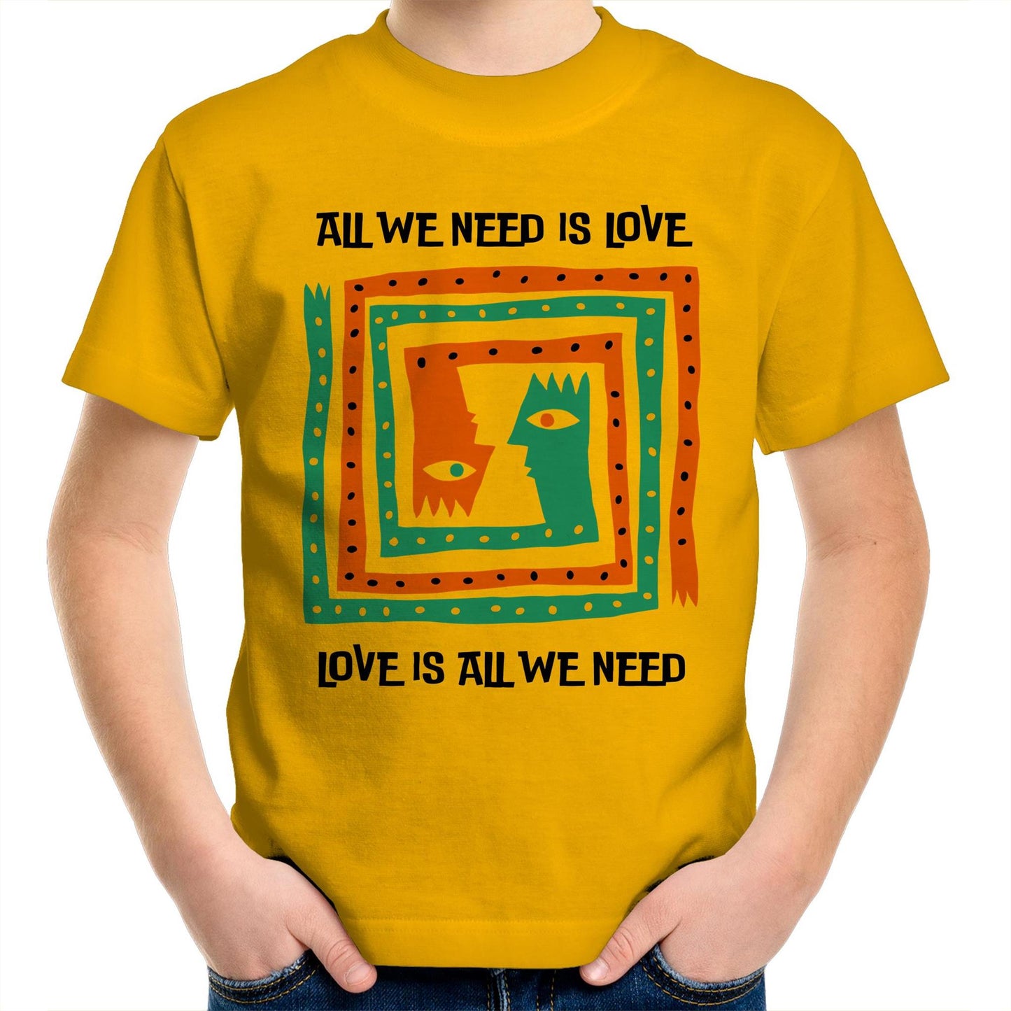 All We Need Is Love - Kids Youth T-Shirt Gold Kids Youth T-shirt