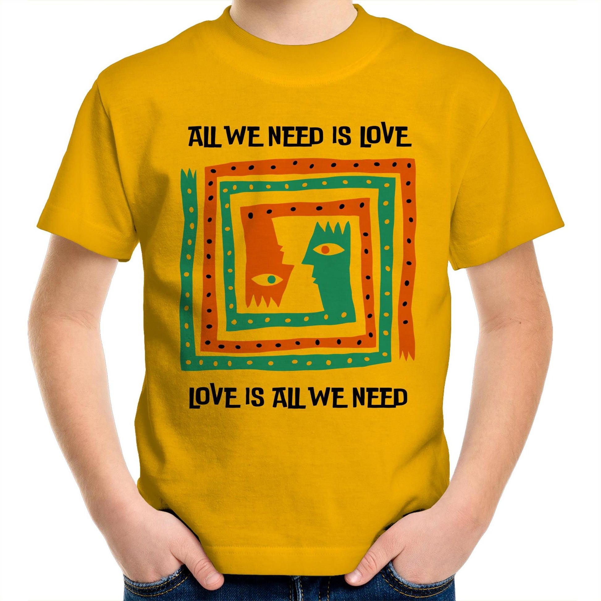 All We Need Is Love - Kids Youth T-Shirt Gold Kids Youth T-shirt
