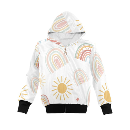 Pastel Rainbows - Junior Girls Zip Up Hoodie