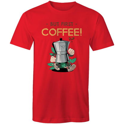 But First Coffee - Mens T-Shirt Red Mens T-shirt Coffee Retro