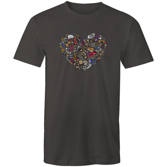 Heart Music - Mens T-Shirt Charcoal Mens T-shirt Music