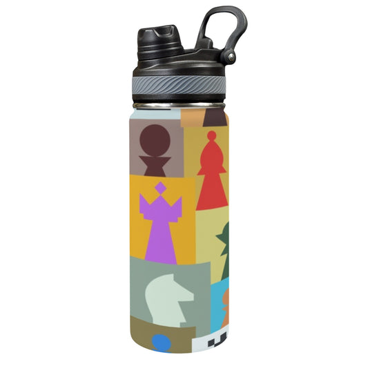 Colourful Chess - Insulated Water Bottle with Dual-Use Lid (18oz)