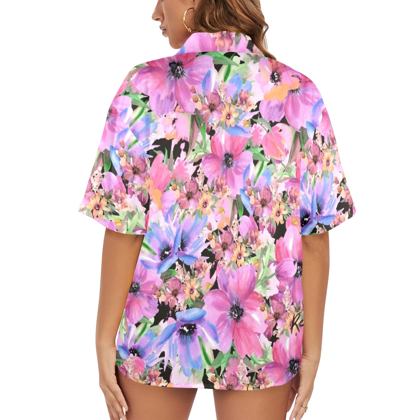 Bright Pink Floral - Womens Hawaiian Shirt