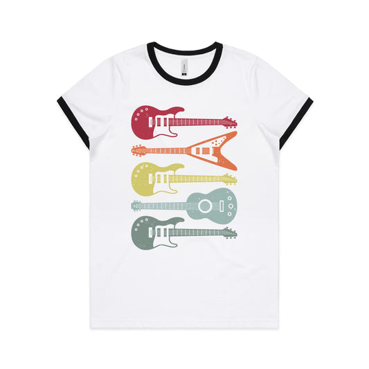 Retro Guitars - Women's Ringer Tee