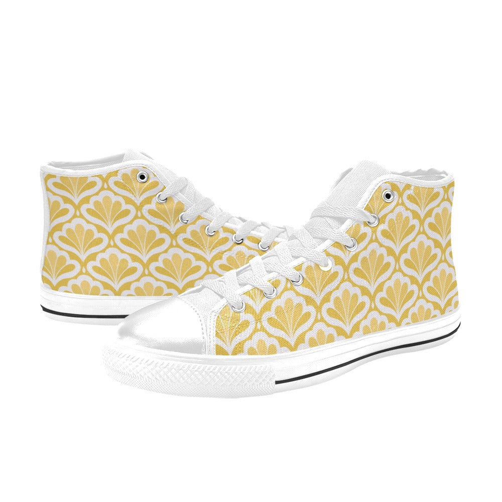 Yellow Pattern - Men's High Top Canvas Shoes