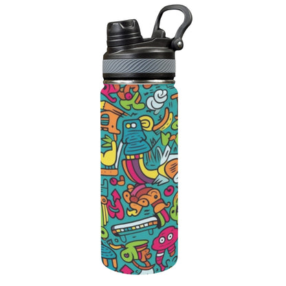 Crazy Characters - Insulated Water Bottle with Dual-Use Lid (18oz)