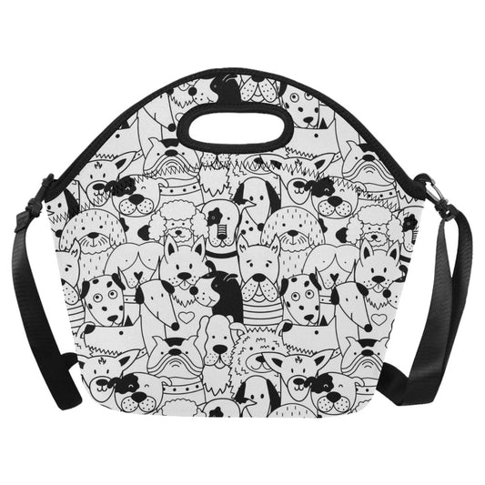 Black And White Dogs - Neoprene Lunch Bag/Large Neoprene Lunch Bag/Large animal Printed Offshore