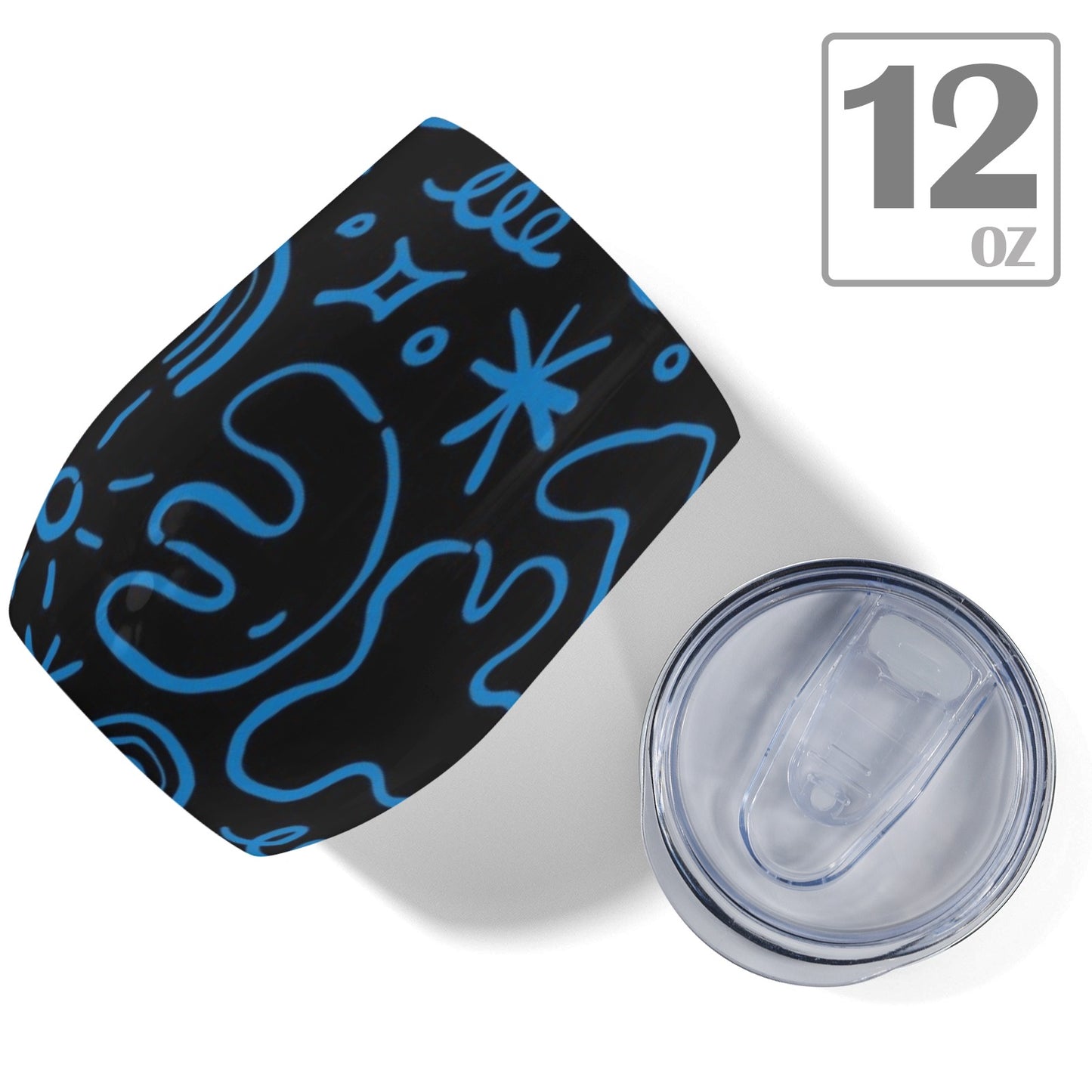 Blue Squiggle - 12oz Wine Tumbler 12oz Wine Tumbler Printed Offshore