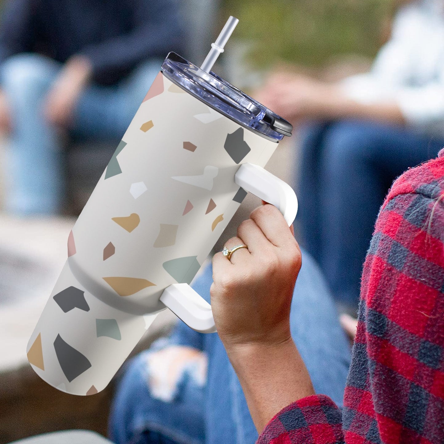 Terrazzo - 40oz Tumbler with White Handle