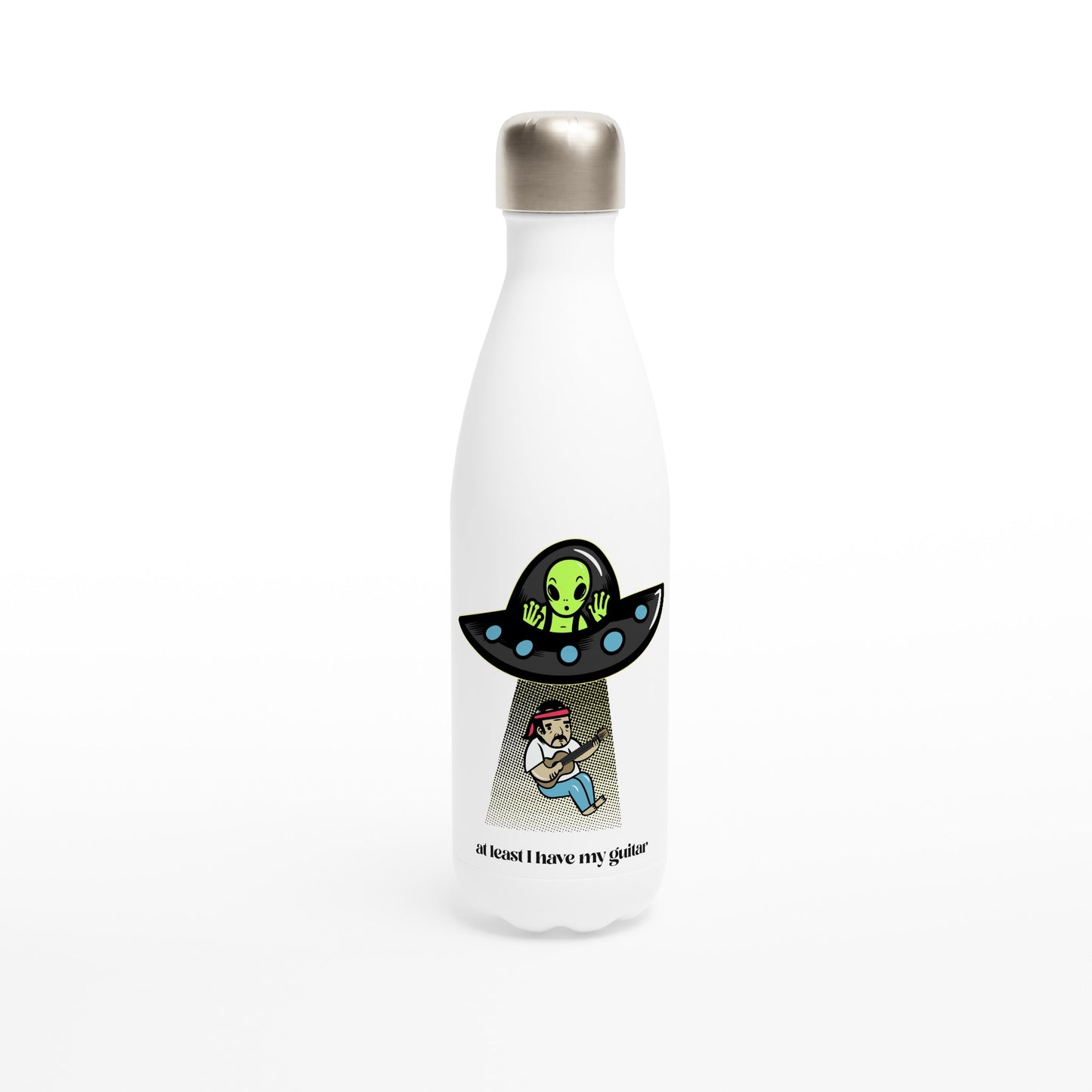 Guitarist Alien Abduction - White 17oz Stainless Steel Water Bottle Default Title White Water Bottle Music Sci Fi