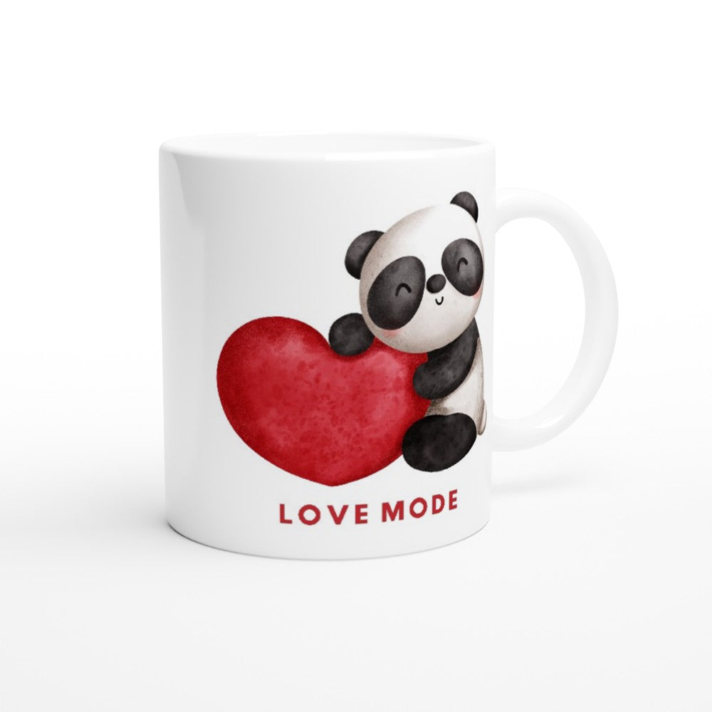 Panda Love Mode - White 11oz Ceramic Mug White 11oz Mug animal love