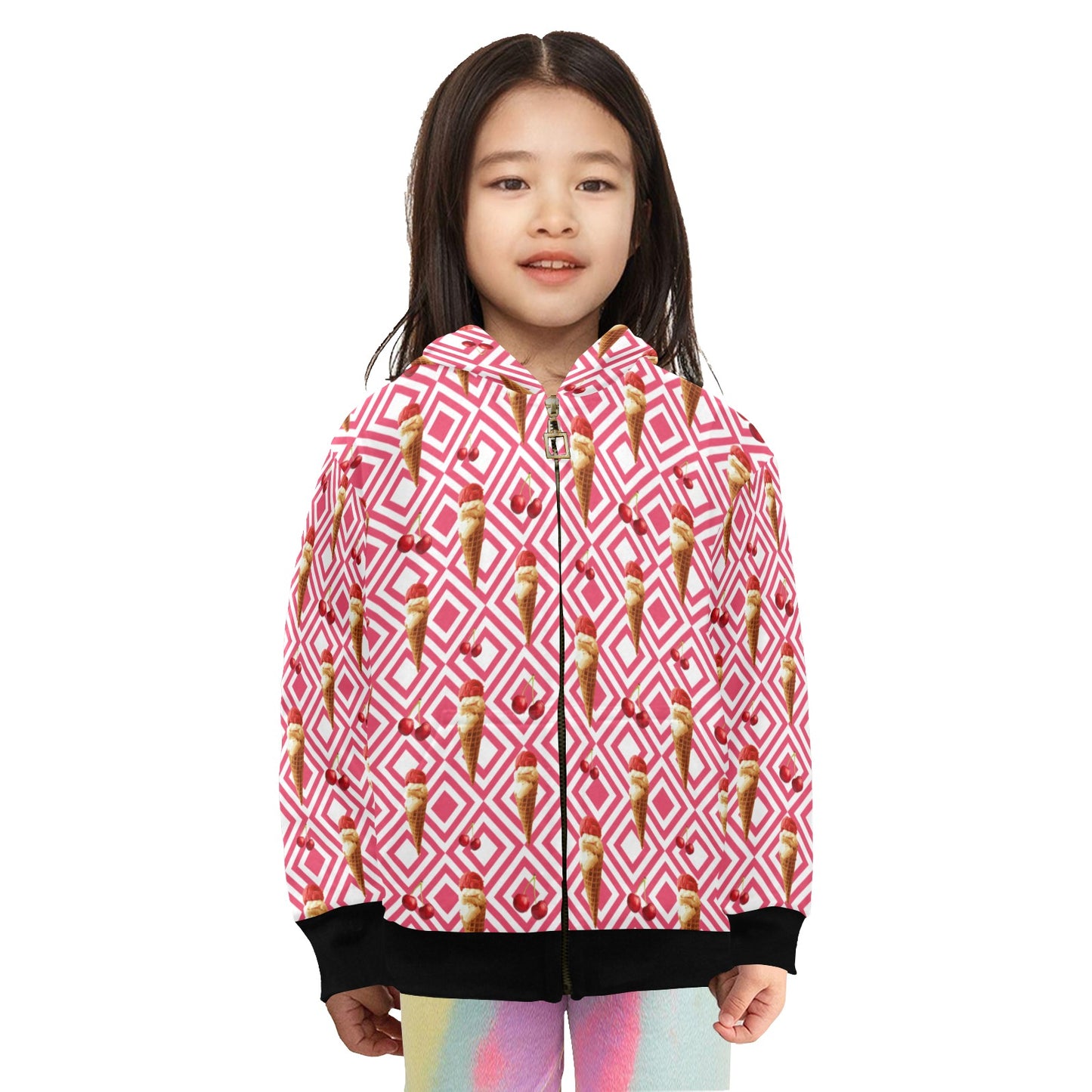 Cherry Ice Cream - Junior Girls Zip up Hoodie