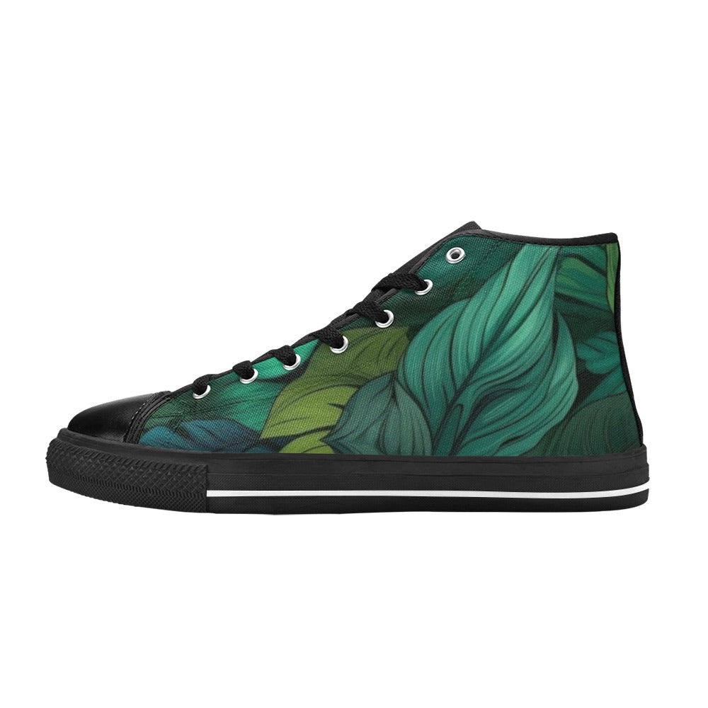 Tropical Leaves - Women's High Top Canvas Shoes