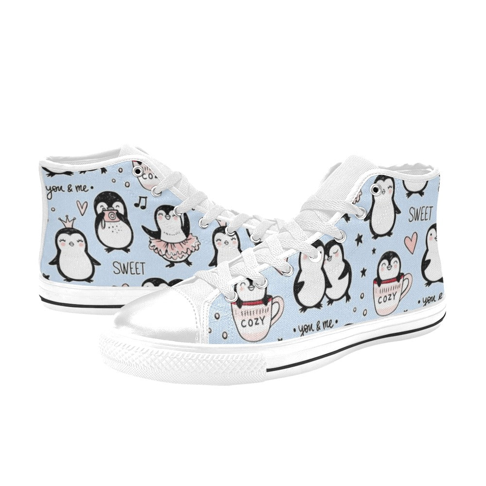 Penguin Love - Kids' High Top Canvas Shoes