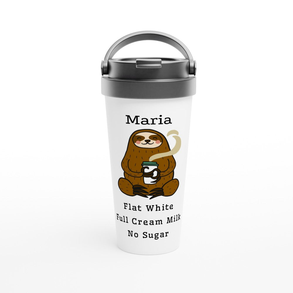 Personalise - Your Coffee Order - White 15oz Stainless Steel Travel Mug Default Title Personalised Travel Mug animal Coffee customise personalise