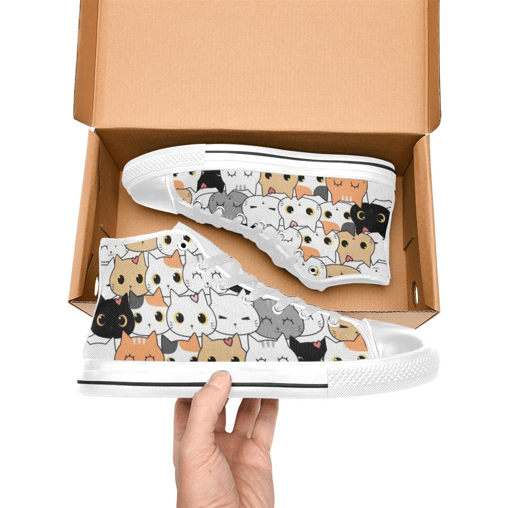 Cute Cartoon Cats - Women's High Top Canvas Shoes