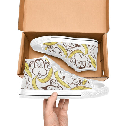 Banana Monkeys - Women's High Top Canvas Shoes