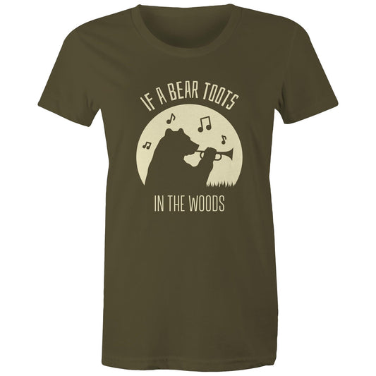 If A Bear Toots In The Woods, Trumpet Player - Womens T-shirt Army Womens T-shirt animal Music