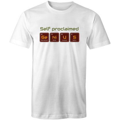 Self Proclaimed Genius, Periodic Table - Mens T-Shirt White Mens T-shirt Science