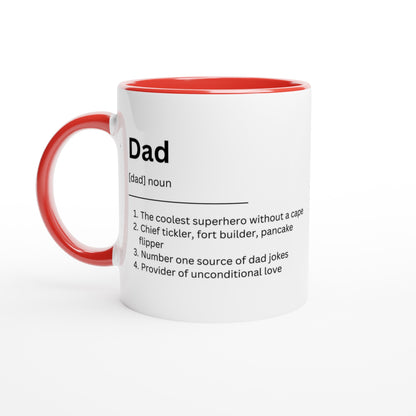 Dad Definition - White 11oz Ceramic Mug with Colour Inside Ceramic Red Colour 11oz Mug Dad
