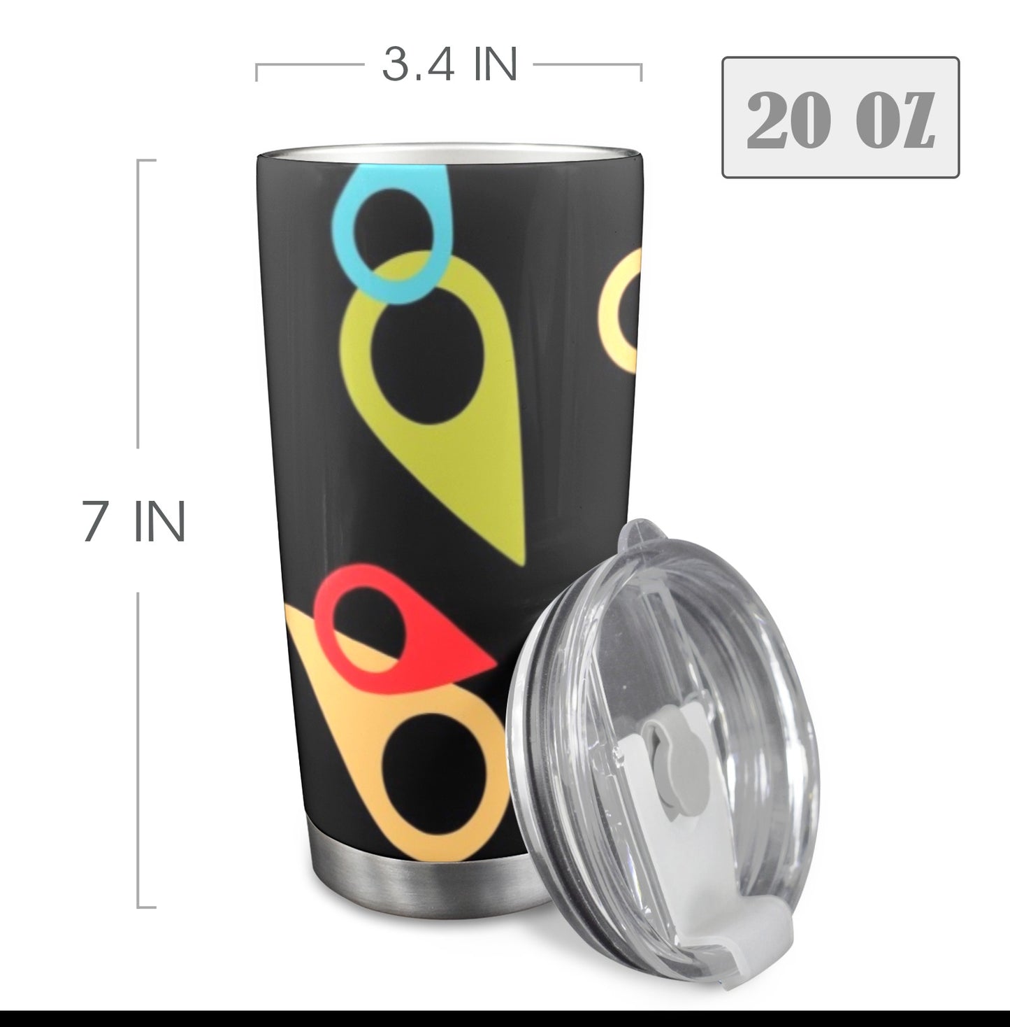 Where Am I - 20oz Travel Mug with Clear Lid