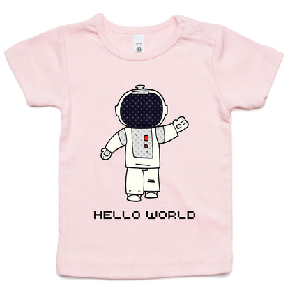 Astronaut, Hello World - Baby T-shirt Pink Baby T-shirt Space