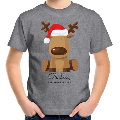 Oh Deer Christmas Is Here, Reindeer - Kids Youth T-Shirt