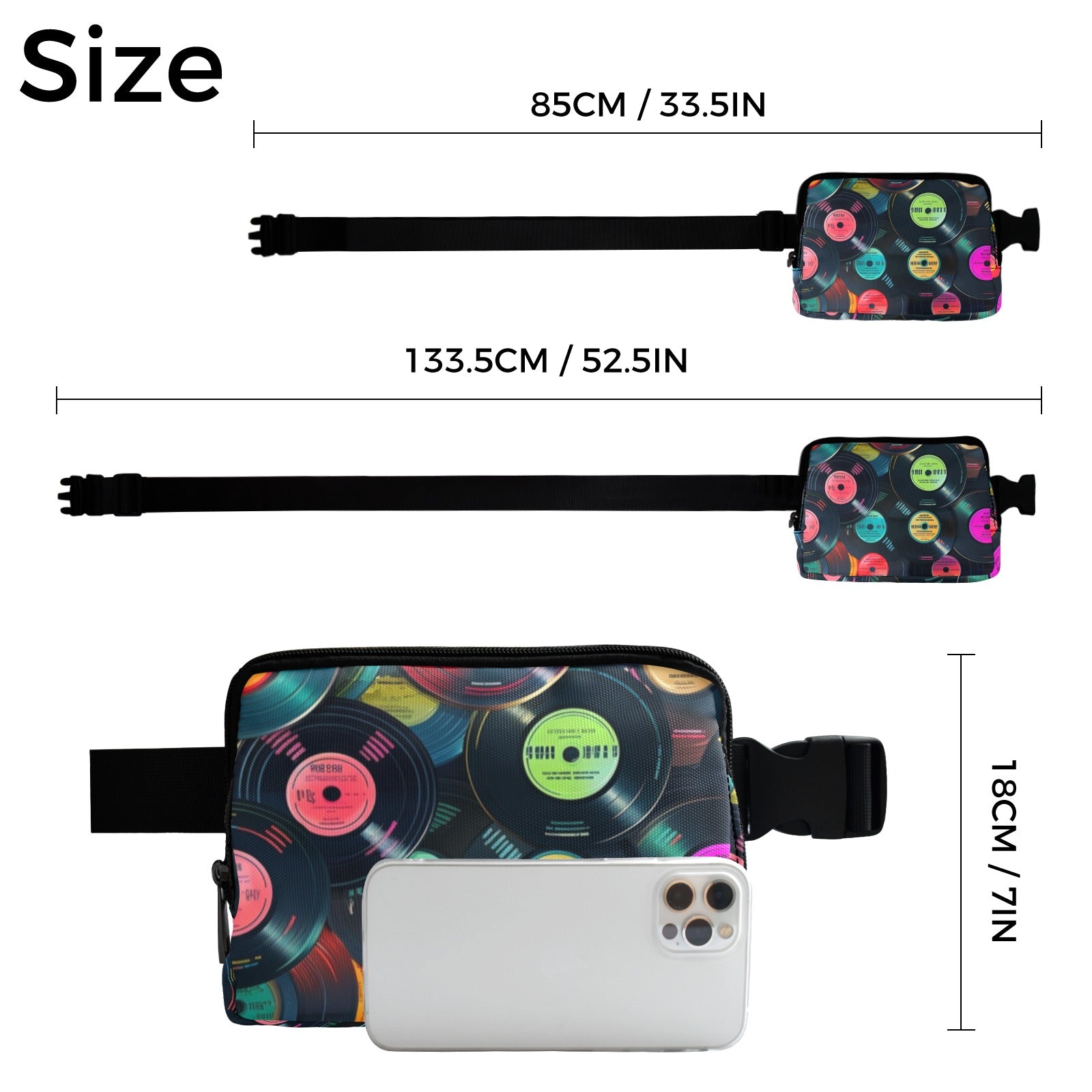 Retro Vinyl Records 2 - Belt Bag Belt Bag Music Printed Offshore Retro