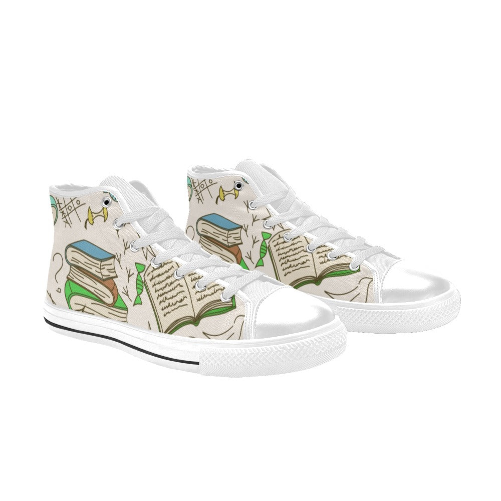 Book Time - Women's High Top Canvas Shoes