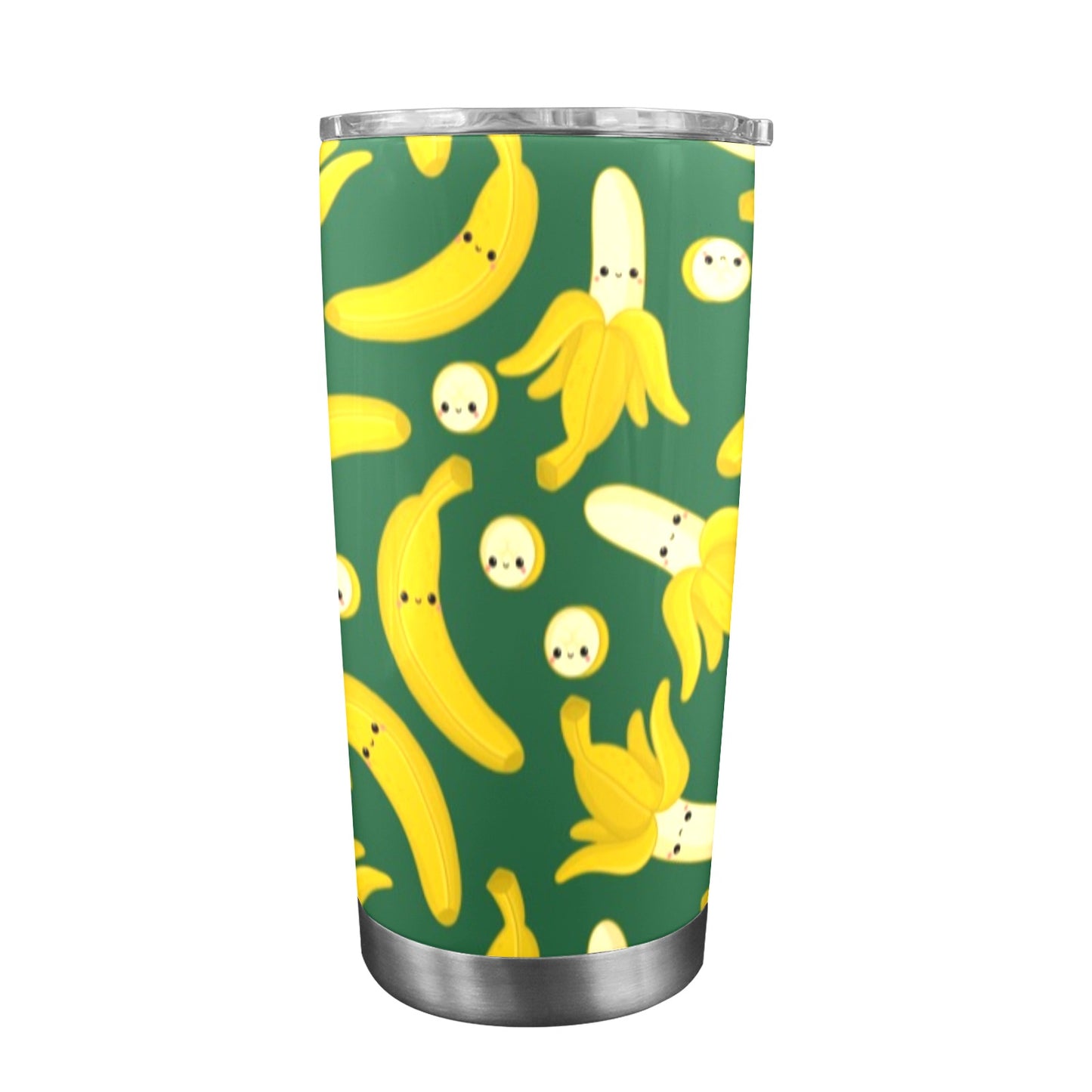 Happy Bananas - 20oz Travel Mug with Clear Lid Clear Lid Travel Mug Food Printed Offshore