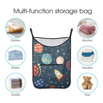 Rocket and Planets In Space - Hanging Laundry Bag