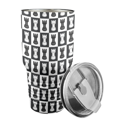 Chess Black And White - 30oz Insulated Stainless Steel Mobile Tumbler