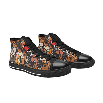 Dog Crowd - Women's High Top Canvas Shoes