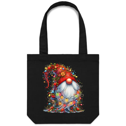 Christmas Gnome Wrapped In Lights - Canvas Tote Bag