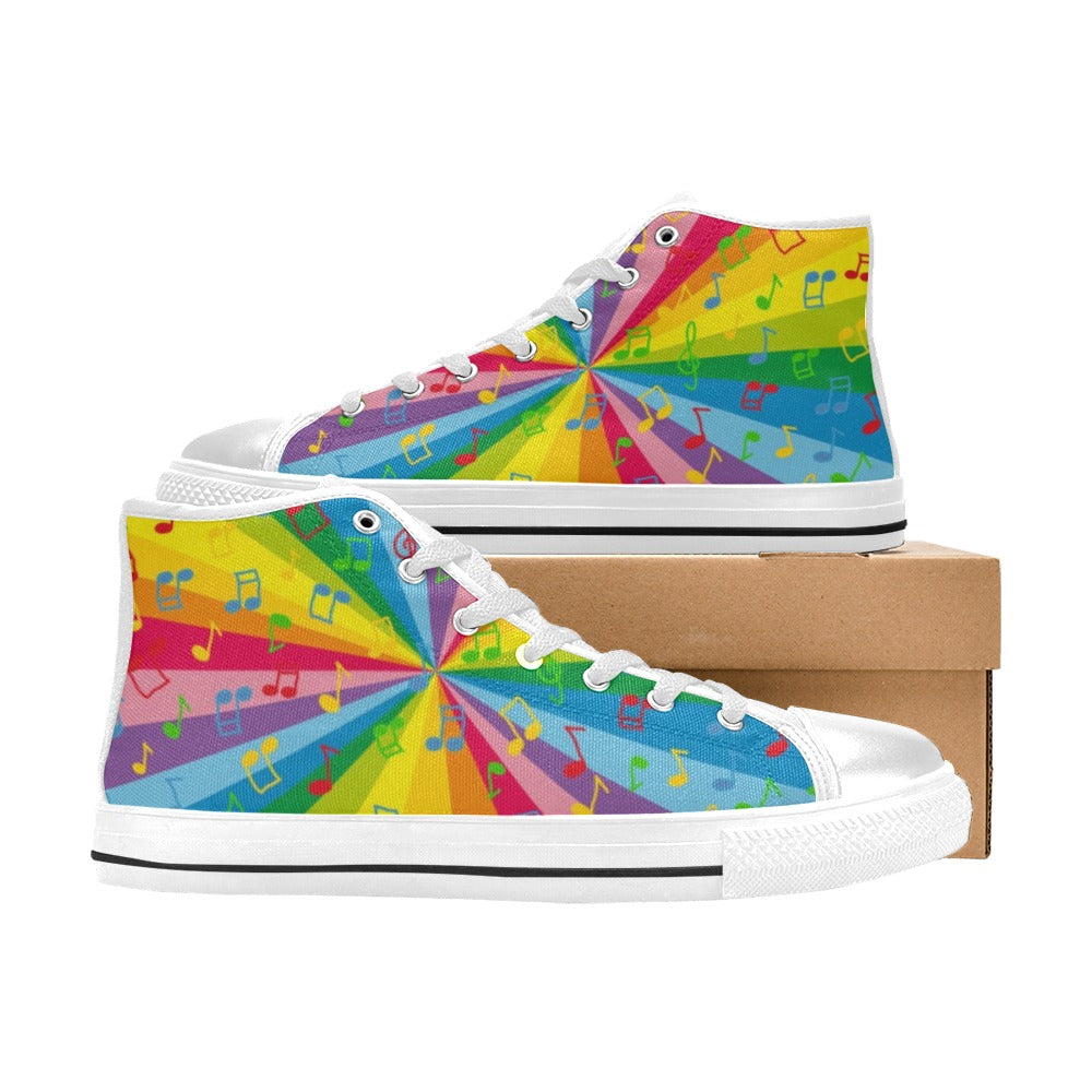 Rainbow Music - Women's High Top Canvas Shoes