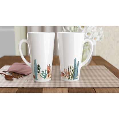 Coral Garden - White Latte 17oz Ceramic Mug Latte Mug Globally Fulfilled