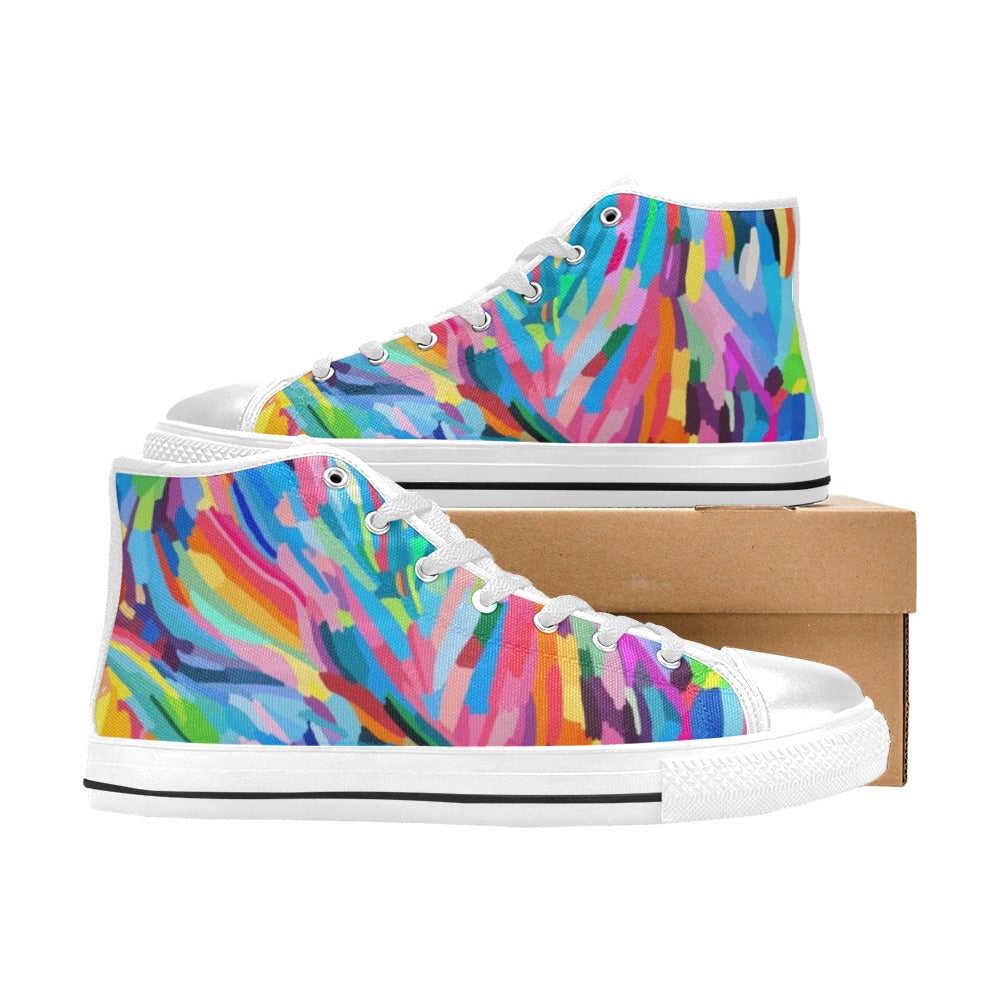 Brushstrokes - Women's High Top Canvas Shoes