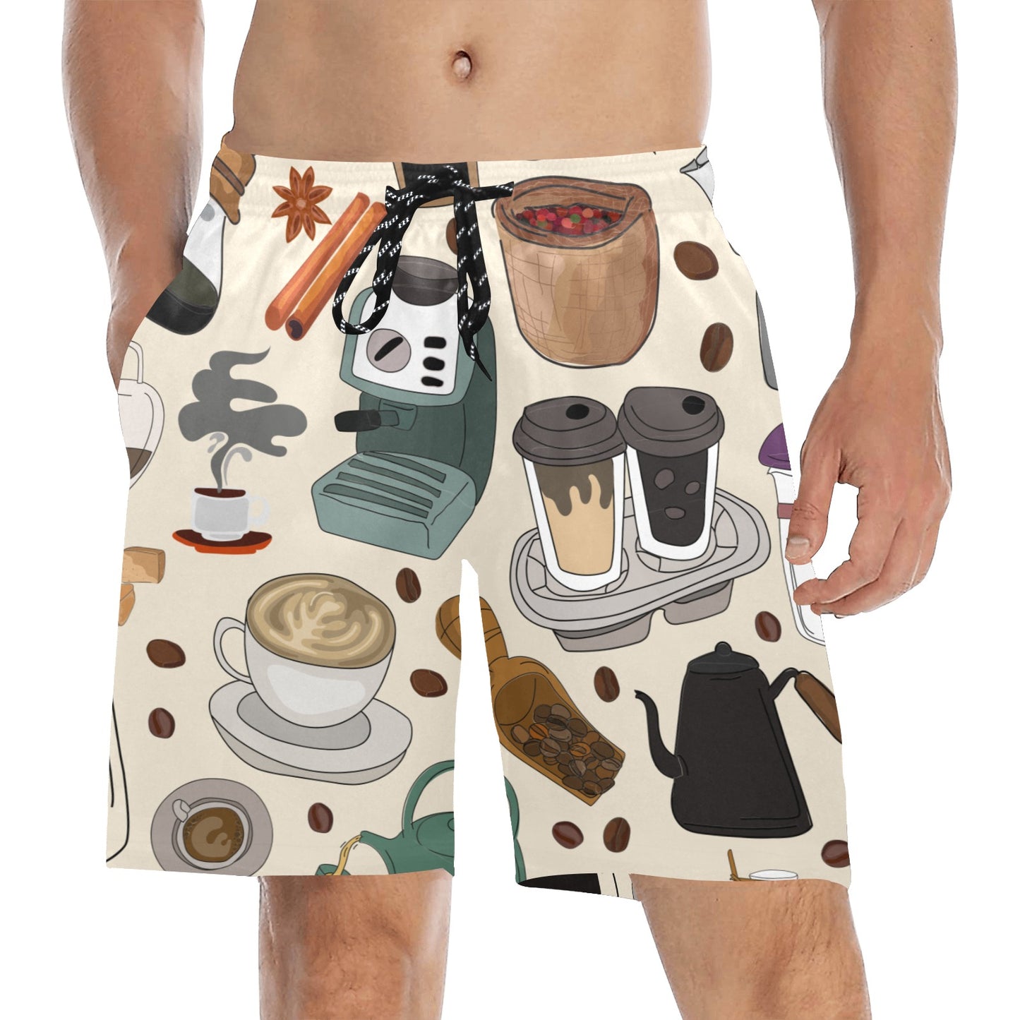 All The Coffee - Men's Mid-Length Beach Shorts