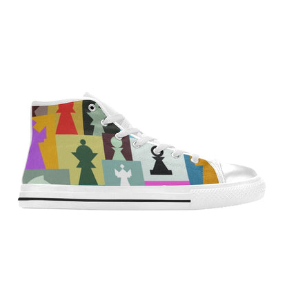 Colourful Chess - Men's High Top Canvas Shoes