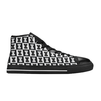 Chess Black And White - Men's High Top Canvas Shoes