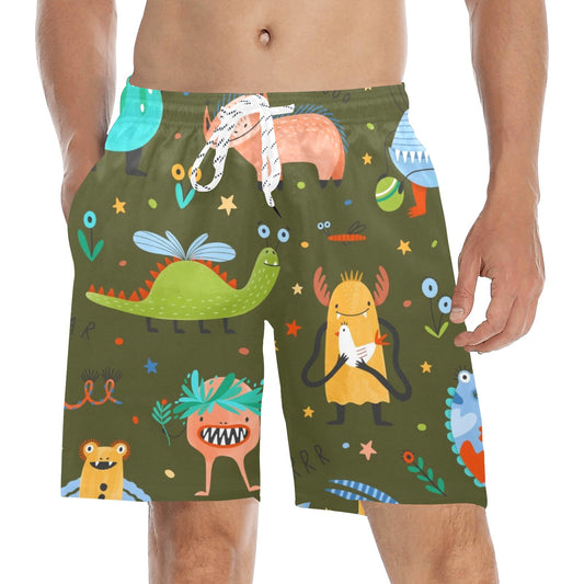 Monsters - Men's Mid-Length Beach Shorts