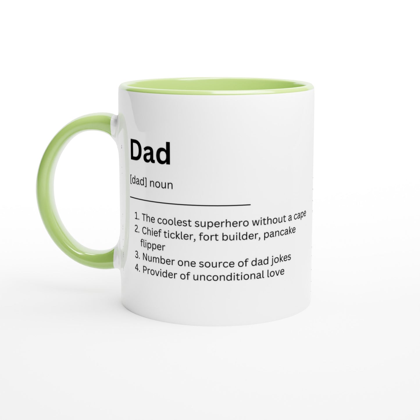 Dad Definition - White 11oz Ceramic Mug with Colour Inside Ceramic Green Colour 11oz Mug Dad