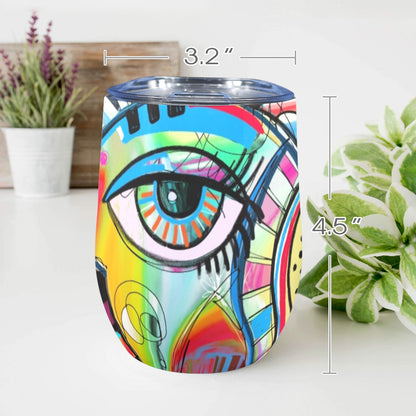 Graffiti Bird - 12oz Wine Tumbler 12oz Wine Tumbler animal Printed Offshore